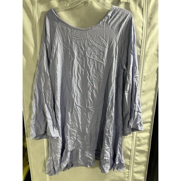 Philosophy Beaded Fringe Bell Sleeve Light Blue Vacation Dress Sz M Detail Boho - Picture 2 of 8